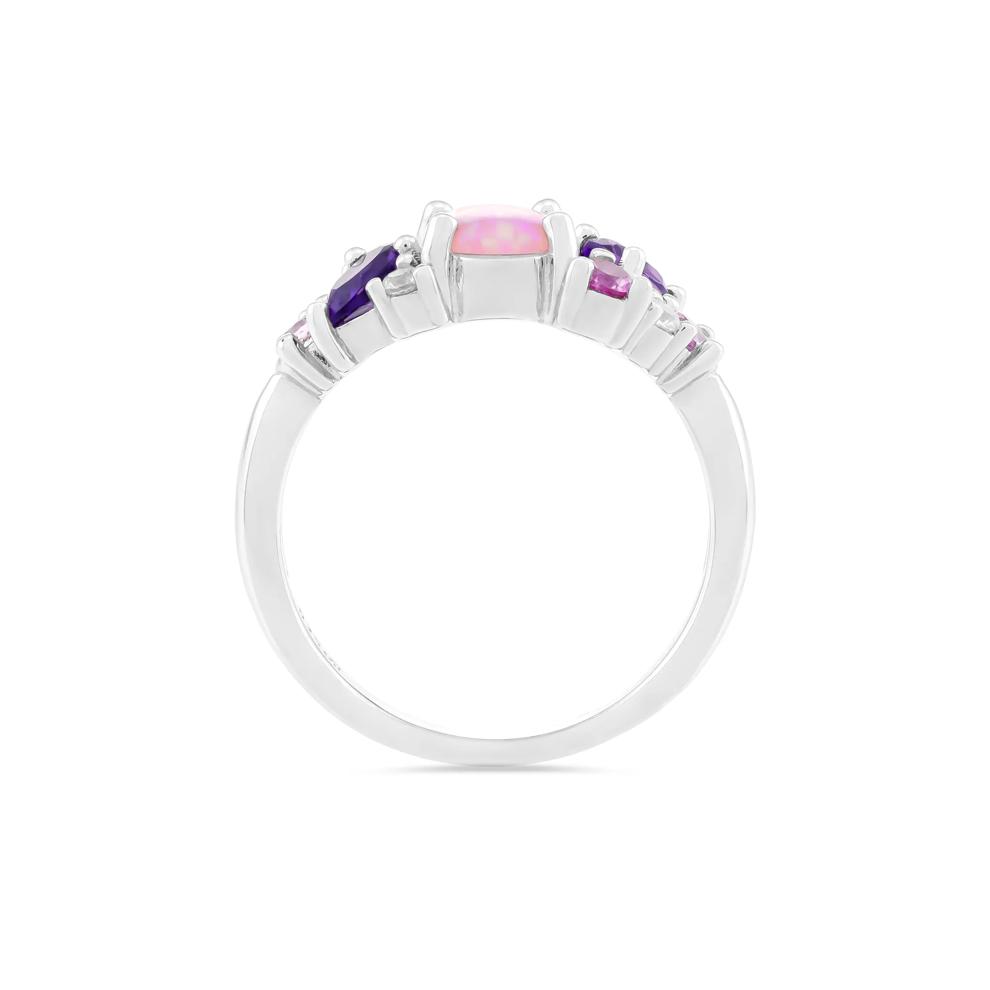 Lab-Created Opal, Amethyst, Lab-Created Pink &amp; White Sapphire Ring in Sterling Silver – Image 2 of 4
