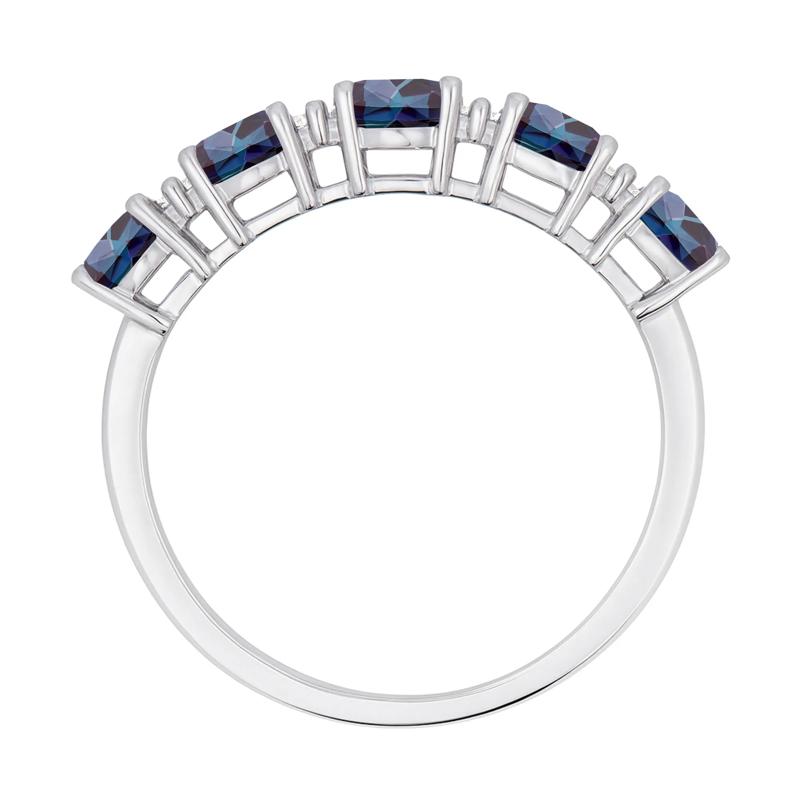 Lab-Created Alexandrite and Diamond Ring in 10K White Gold (1/8 ct. tw.) – Image 2 of 3