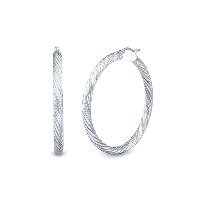 Twist Hoop Earrings in Sterling Silver – Image 1 of 2