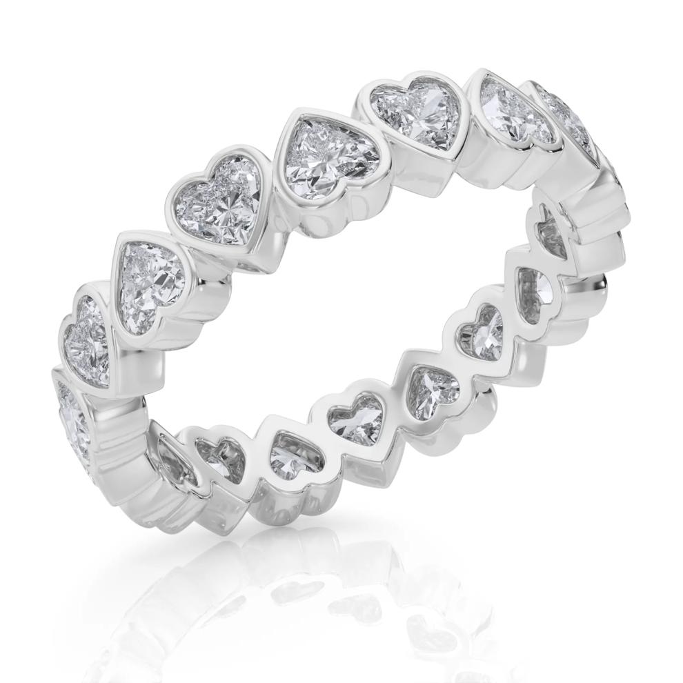 Lab Grown Diamond Heart Bezel Eternity Band in 14K White Gold (2 ct. tw.) – Image 5 of 5