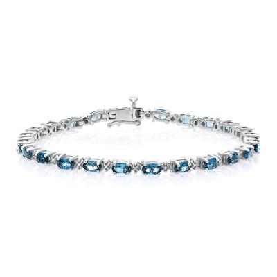 London Blue Topaz & Diamond Bracelet in Sterling Silver