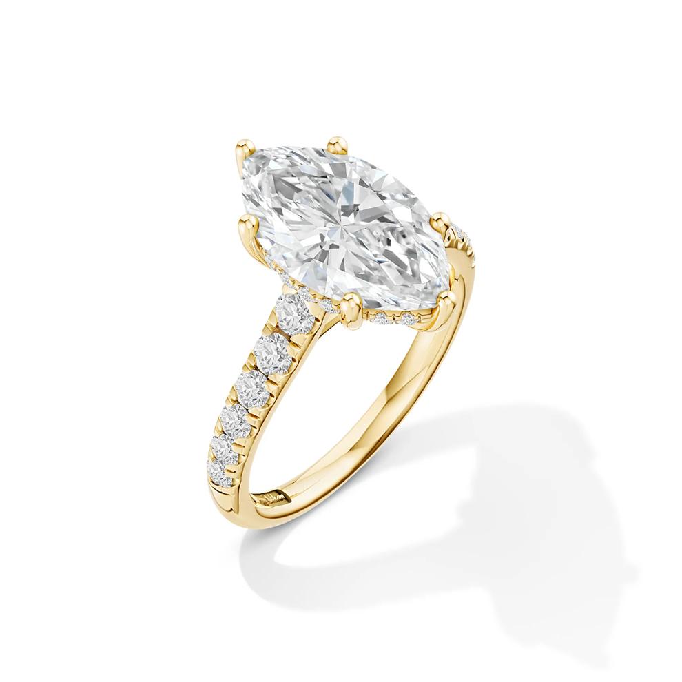 Kit Lab Grown Diamond Marquise Center Engagement Ring in 18K Yellow Gold (3 1/2 ct. tw.) – Image 2 of 4