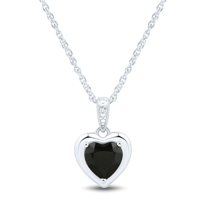 Heart-Shaped Black Onyx and Diamond Accent Set Jewelry Set in Sterling Silver – Image 5 of 9