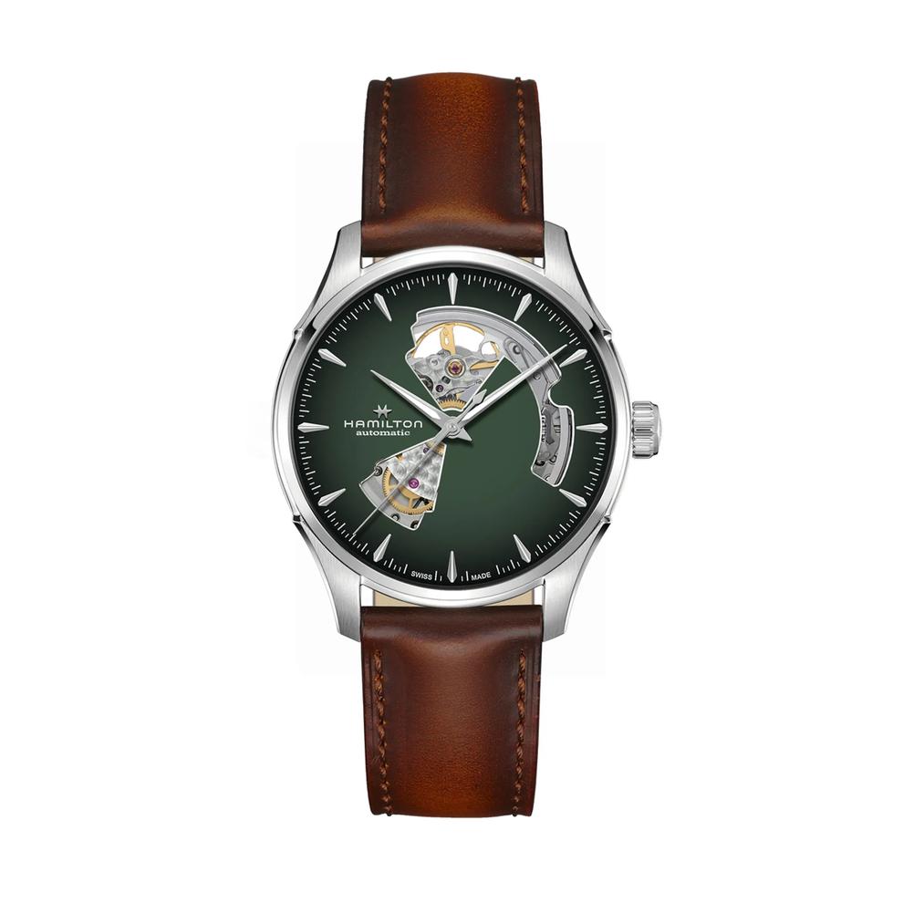 Jazzmaster Open Heart Auto Watch with Brown Leather Strap – Image 1 of 3