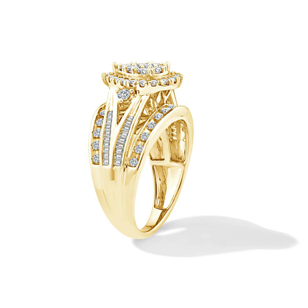 Diamond Pear-Shaped Multi-Row Composite Engagement Ring in 10K Yellow Gold (1 ct. tw.) – Image 3 of 4