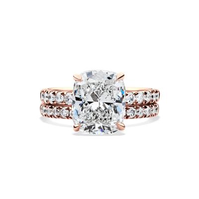 Lab Grown Diamond Elongated Cushion-Cut Bridal Set in 14K Rose Gold (5 ct. tw.)
