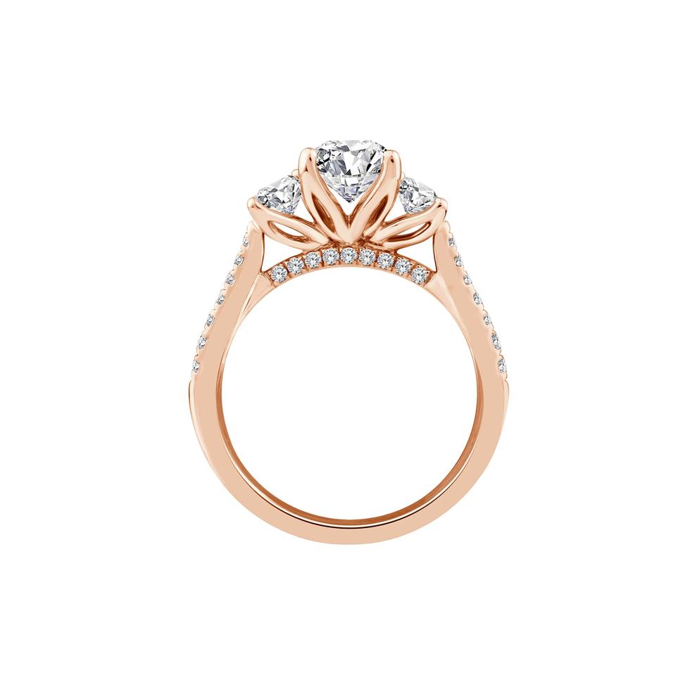 Lab Grown Diamond Emerald-Cut Three Stone Engagement Ring in 14K Rose Gold (3 1/4 ct. tw.) – Image 2 of 3