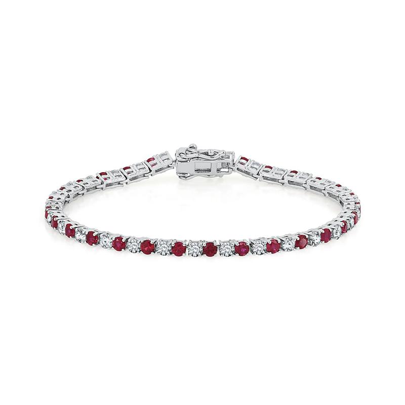 Lab Created Ruby &amp; White Sapphire Bracelet in Sterling Silver – Image 1 of 1
