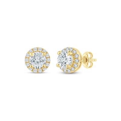 Lab Grown Diamond Halo Stud Earrings in 14K Yellow Gold (2 ct. tw.)