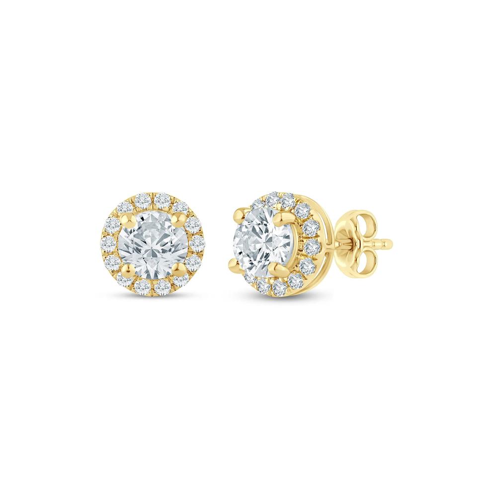 Lab Grown Diamond Halo Stud Earrings in 14K Yellow Gold (2 ct. tw.) – Image 1 of 1