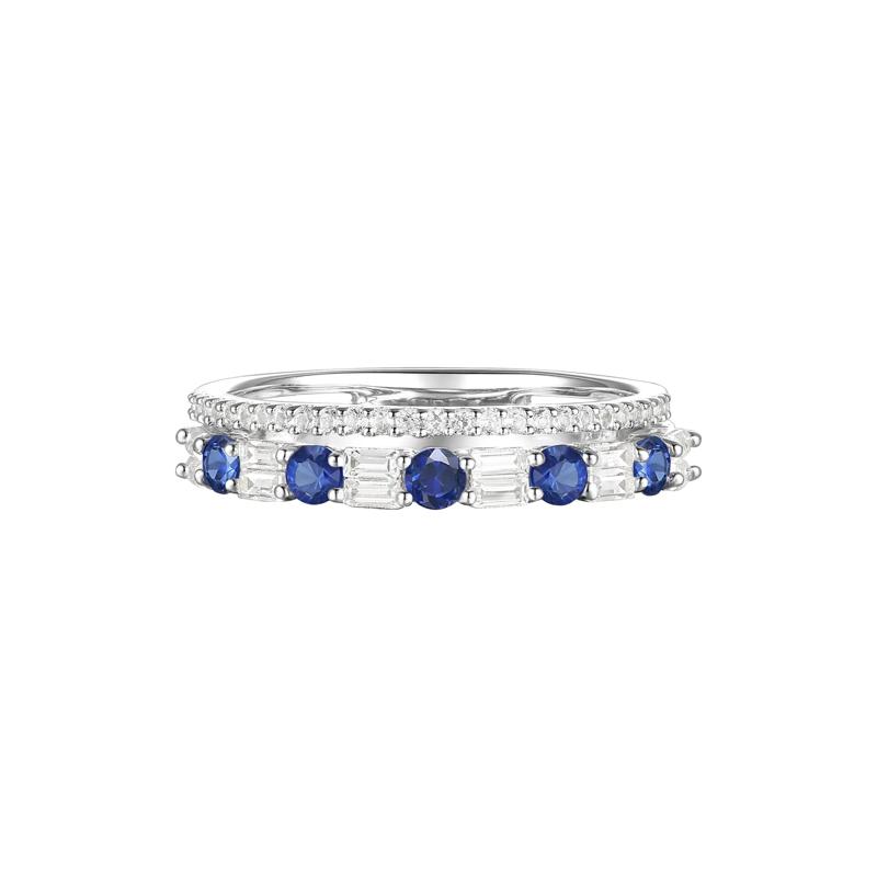 Blue Sapphire and Diamond Ring in 10K White Gold &#40;1/3 ct. tw.&#41; – Image 1 of 3