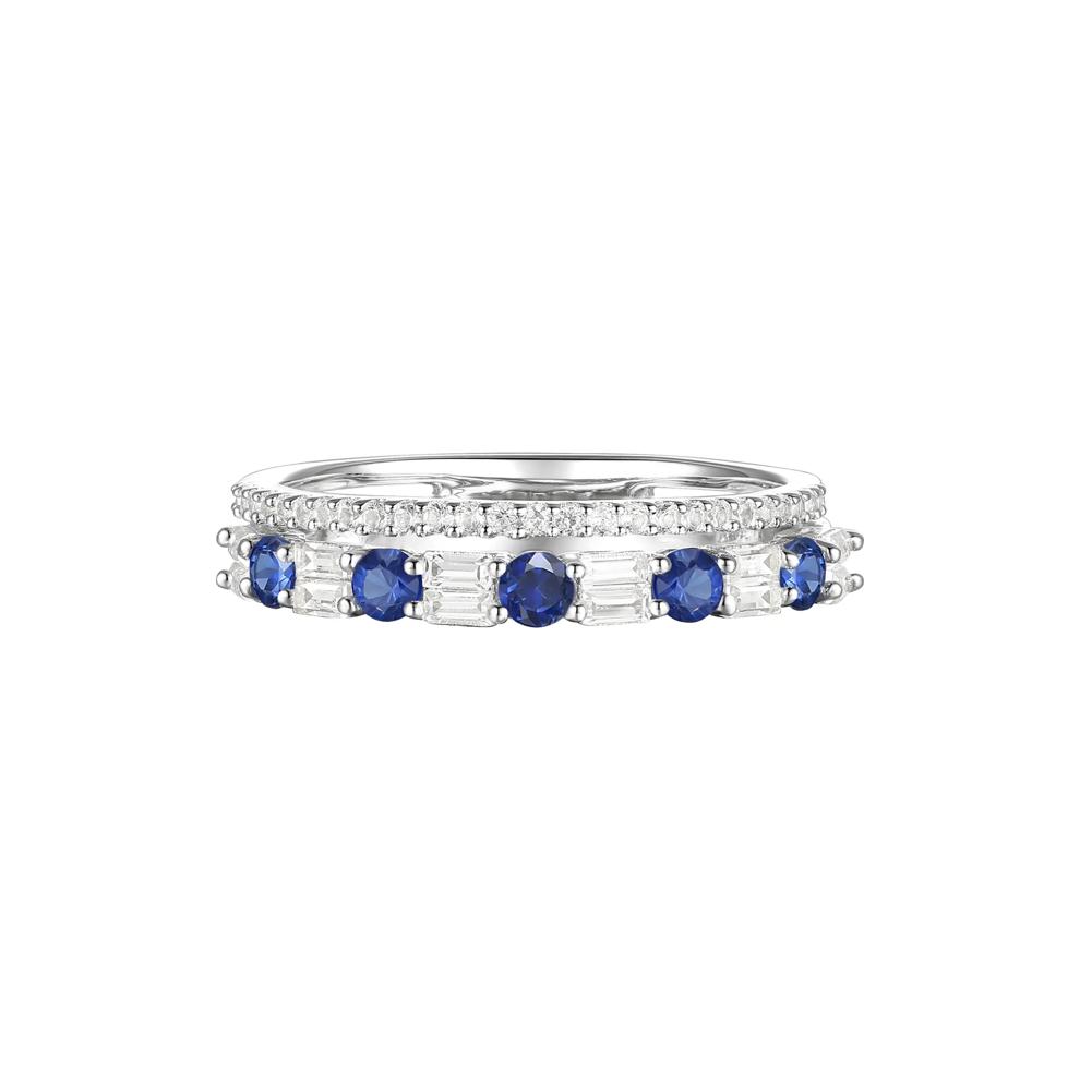 Blue Sapphire and Diamond Ring in 10K White Gold (1/3 ct. tw.) – Image 1 of 3