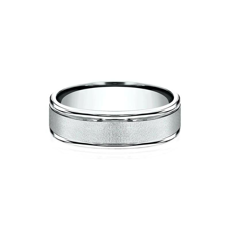 Men&#39;s Wirebrush Band in 10K White Gold, 6MM – Image 1 of 3