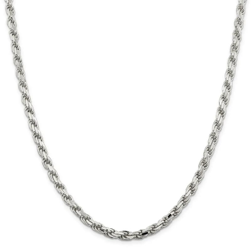 Rope Chain in Sterling Silver, 24&quot; – Image 1 of 3