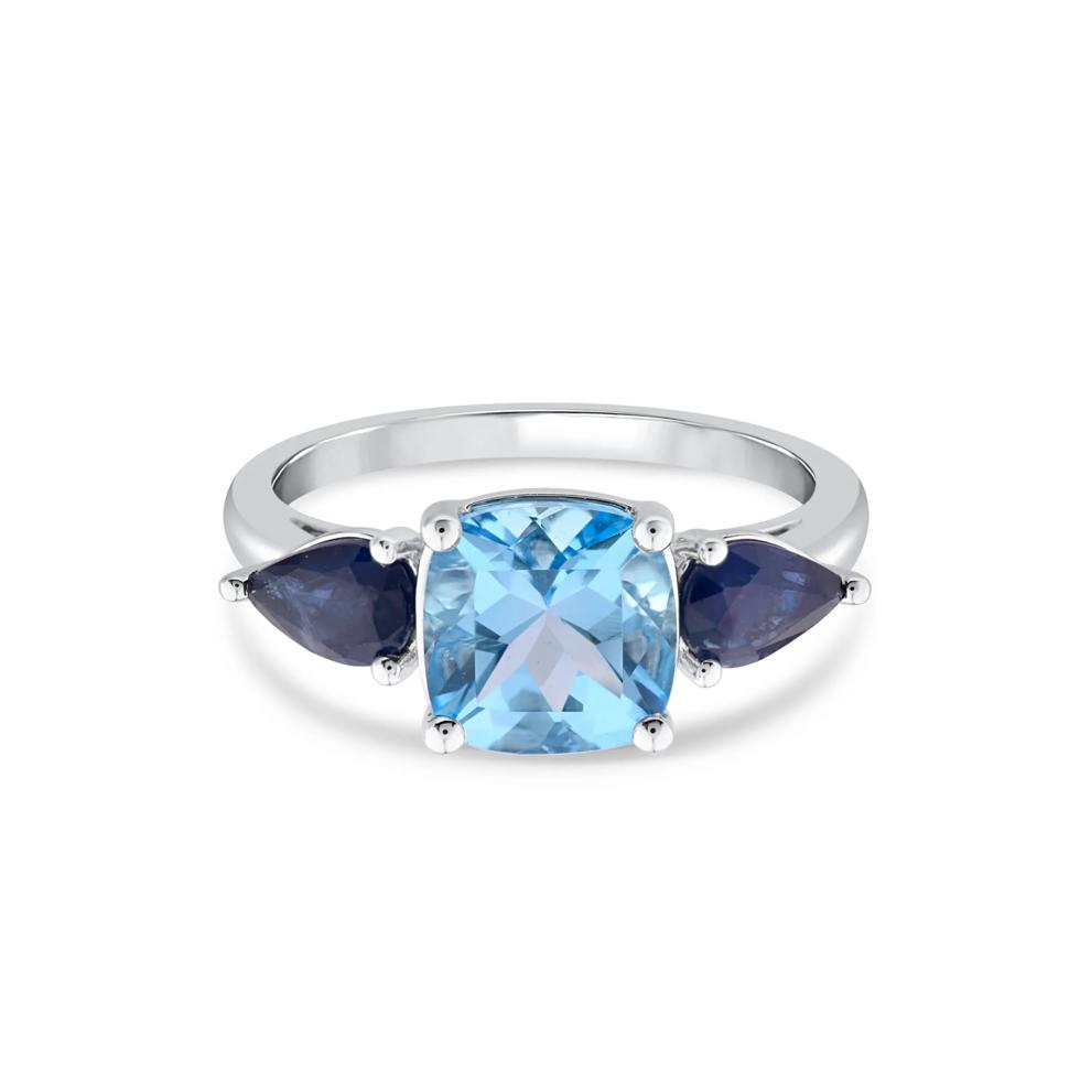 Blue Topaz and Blue Sapphire Ring in 10K White Gold – Image 1 of 3