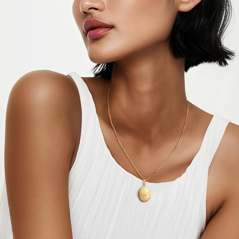 Diamond Oval Locket in 14K Yellow Gold – Image 5 of 5