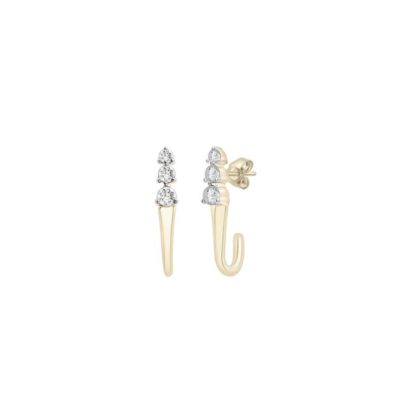 Diamond J-Stud Earrings in 10K Yellow Gold &#40;1/7 ct. tw.&#41; – Image 1 of 1