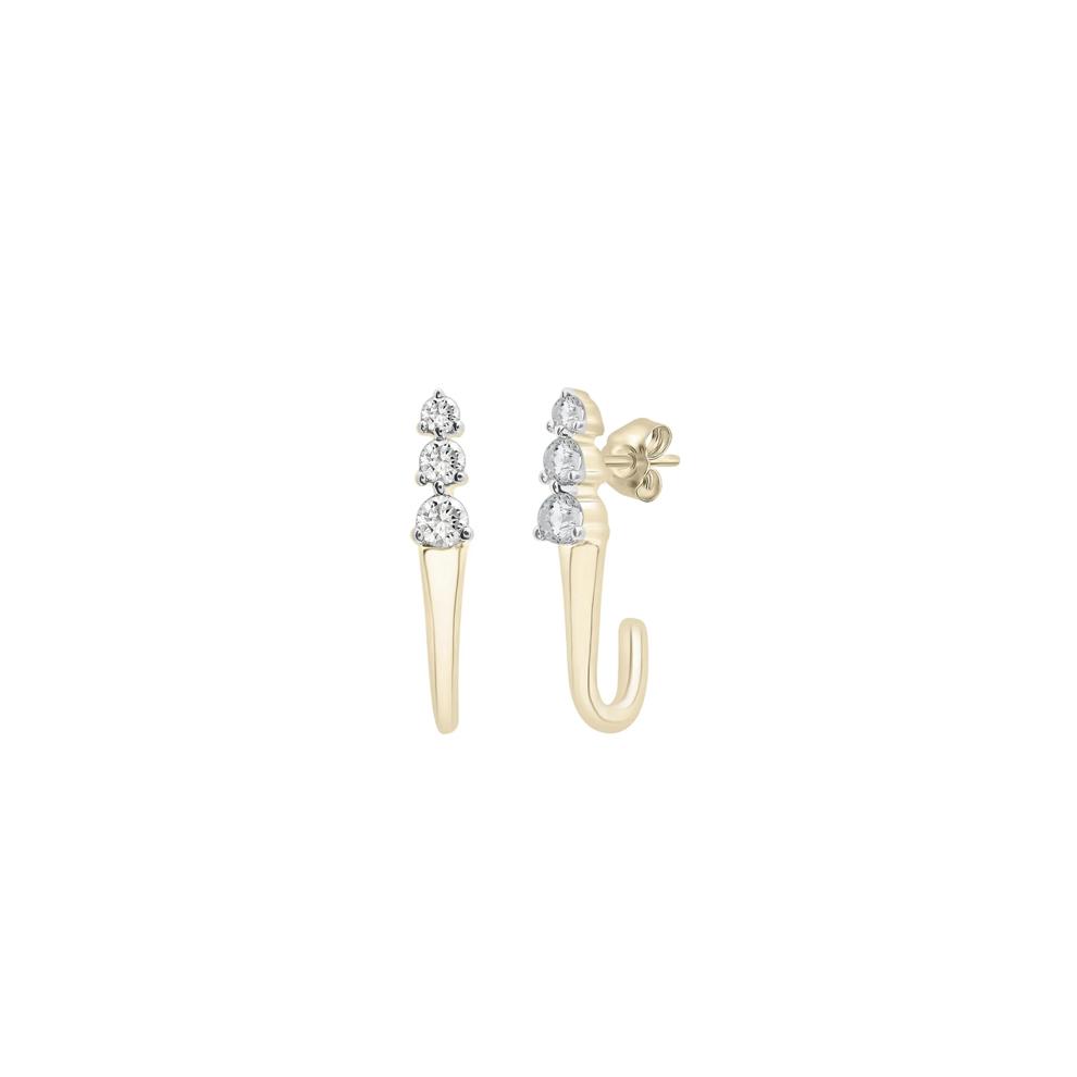 Diamond J-Stud Earrings in 10K Yellow Gold (1/7 ct. tw.) – Image 1 of 1