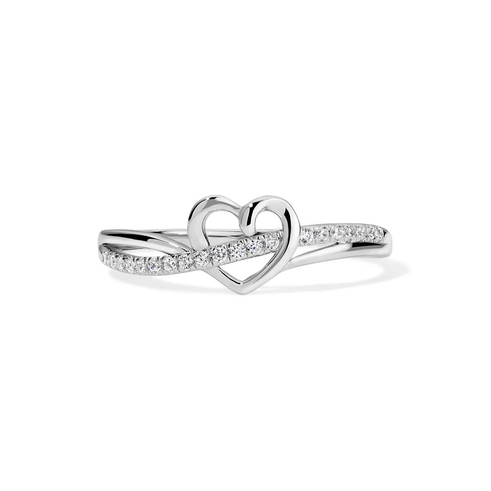 Diamond Heart Ring in Sterling Silver (1/10 ct. tw.) – Image 1 of 4