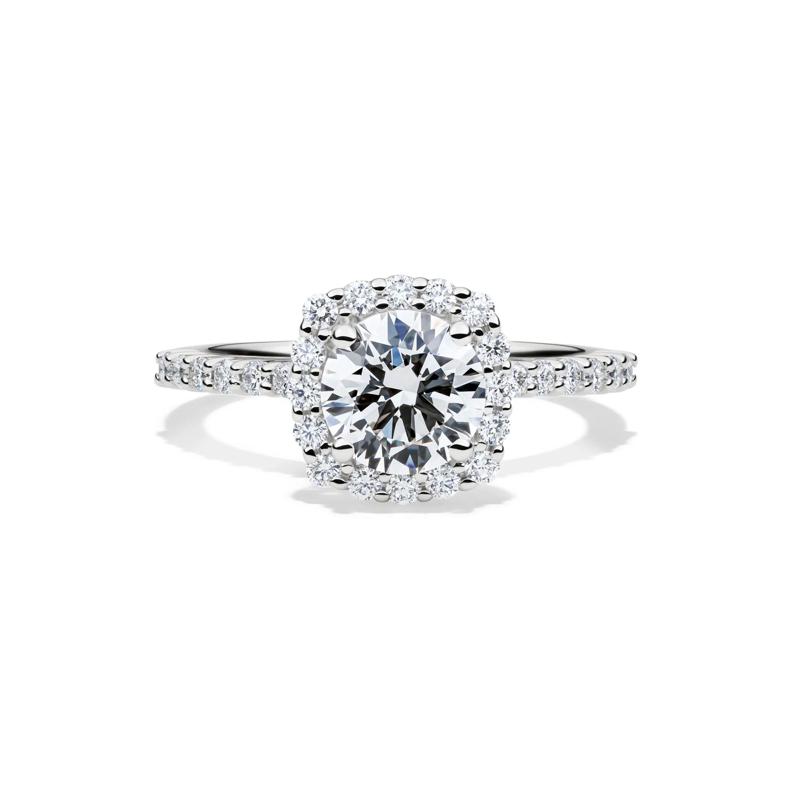 Lab Grown Diamond Round Halo Engagement Ring in 14K White Gold &#40;1 3/4 ct. tw.&#41; – Image 1 of 4