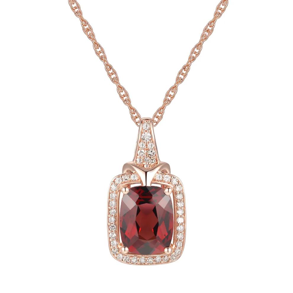 Garnet &amp; 1/7 ct. tw. Diamond Pendant in 10K Rose Gold – Image 1 of 1