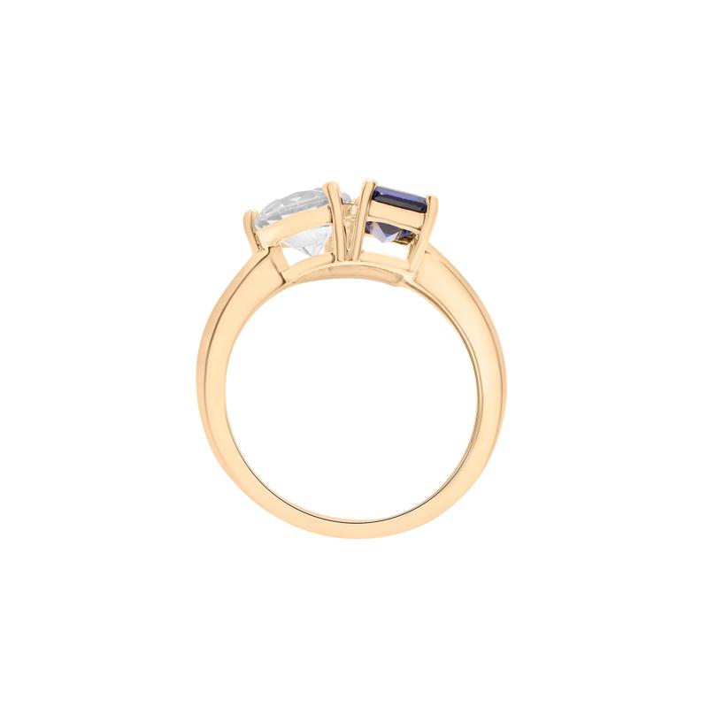 Lab-Created Blue Sapphire and Lab-Created White Sapphire Toi et Moi Two-Stone Ring in Vermeil – Image 2 of 6