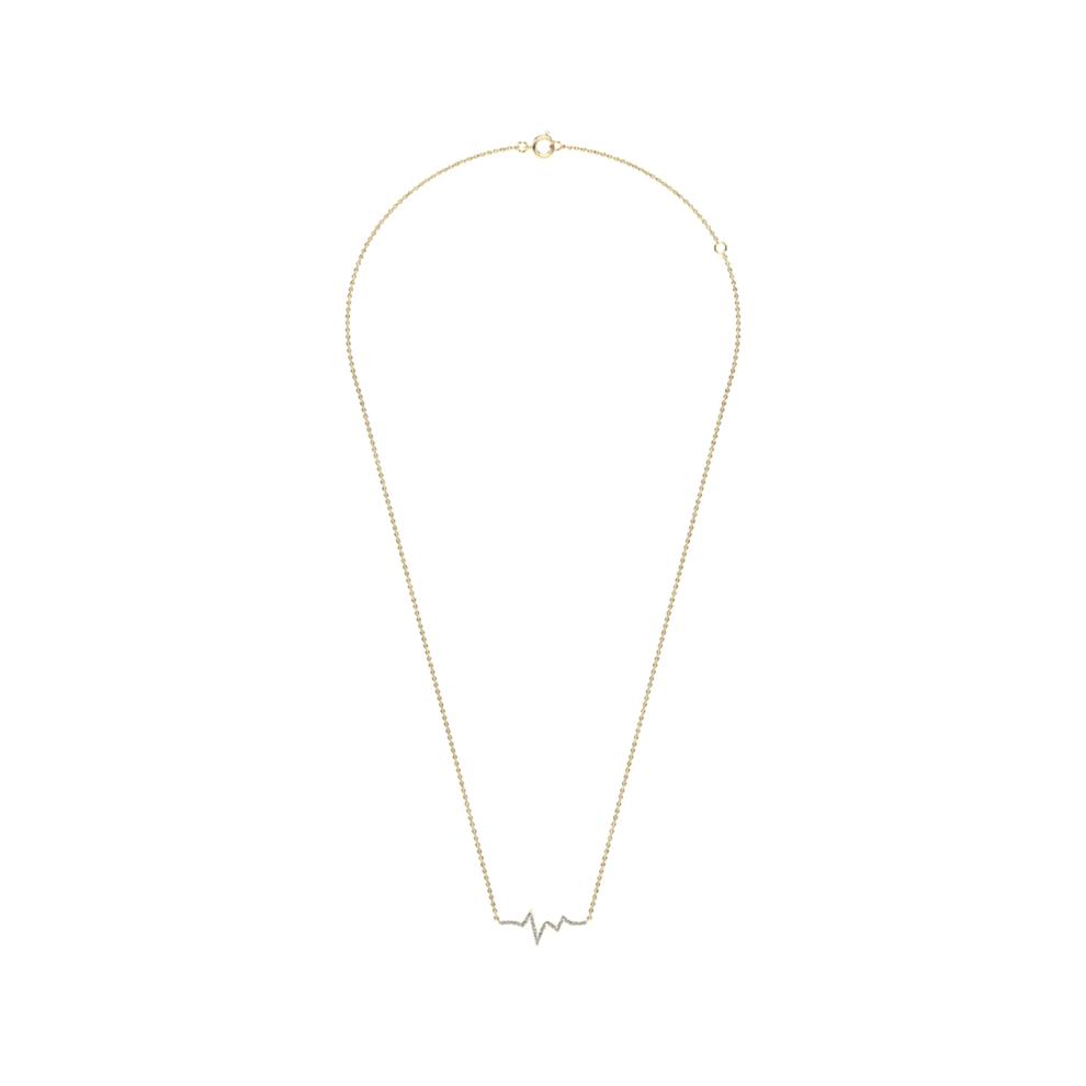 Diamond Heartbeat Pendant Necklace in 10K Yellow Gold (1/10 ct. tw.) – Image 3 of 4