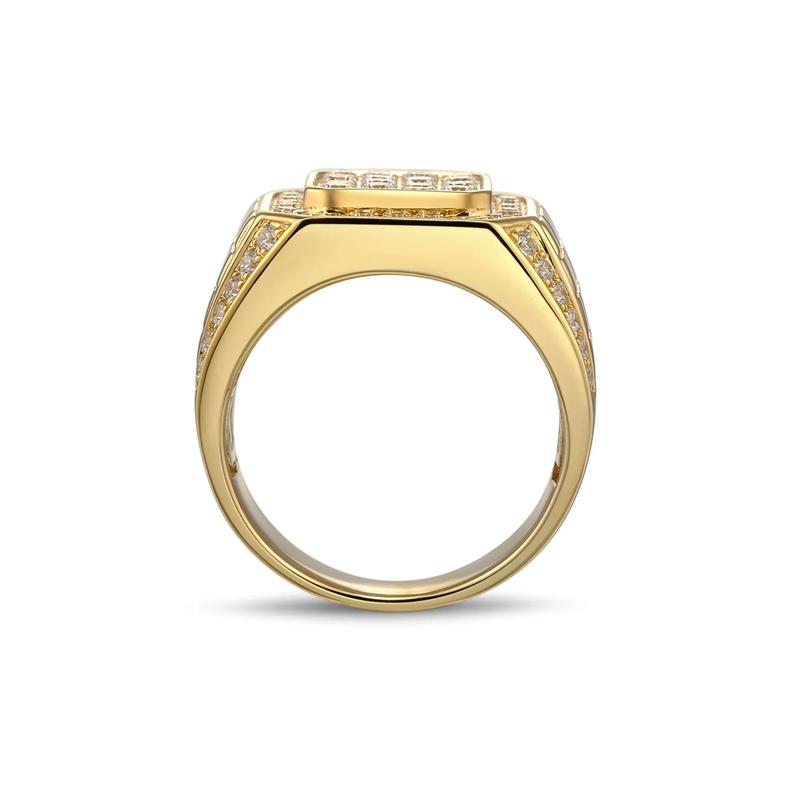 Men&rsquo;s Diamond Signet Ring with Brick Pattern in 10K Yellow Gold &#40;1 1/2 ct. tw.&#41; – Image 2 of 3