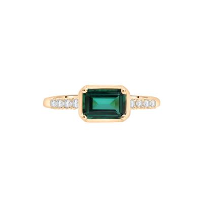 Lab-Created Emerald Octagonal Ring in Sterling Silver