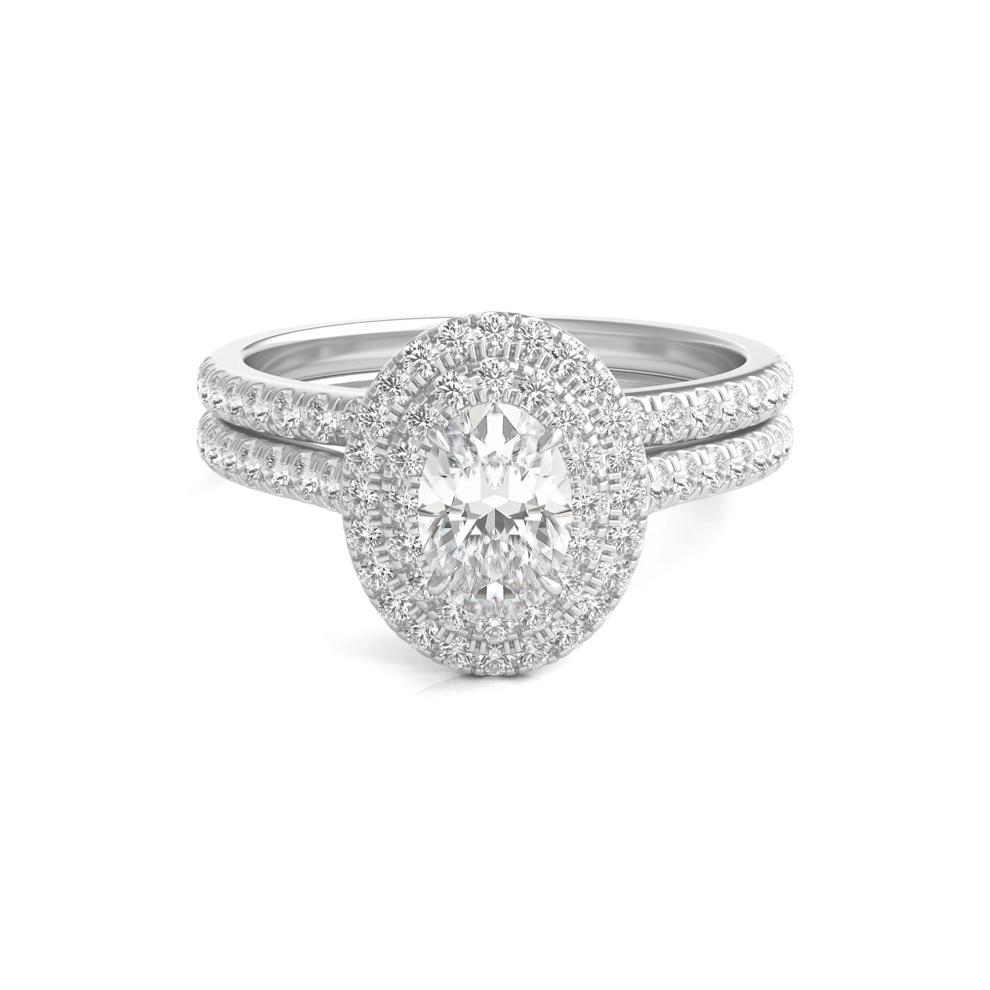 Diamond Halo Engagement Ring Set in 14K White Gold (1 1/2 ct. tw.) – Image 1 of 6