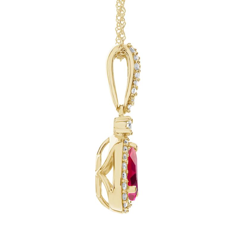 Ruby and Diamond Pendant in 10K Yellow Gold &#40;1/5 ct. tw.&#41; – Image 2 of 3