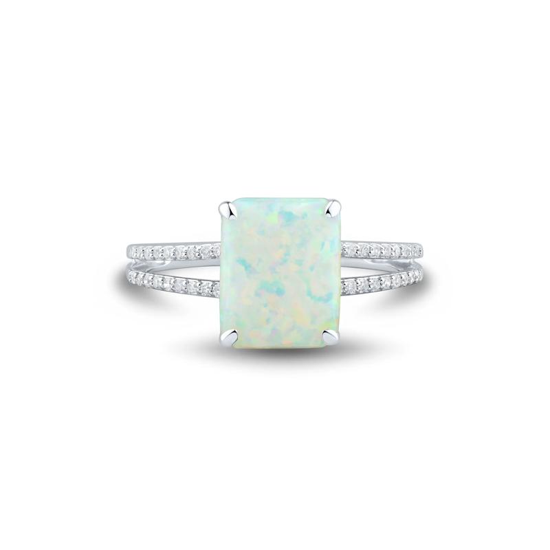 Lab-Created Opal and Lab-Created White Sapphire Ring in Sterling Silver – Image 1 of 3