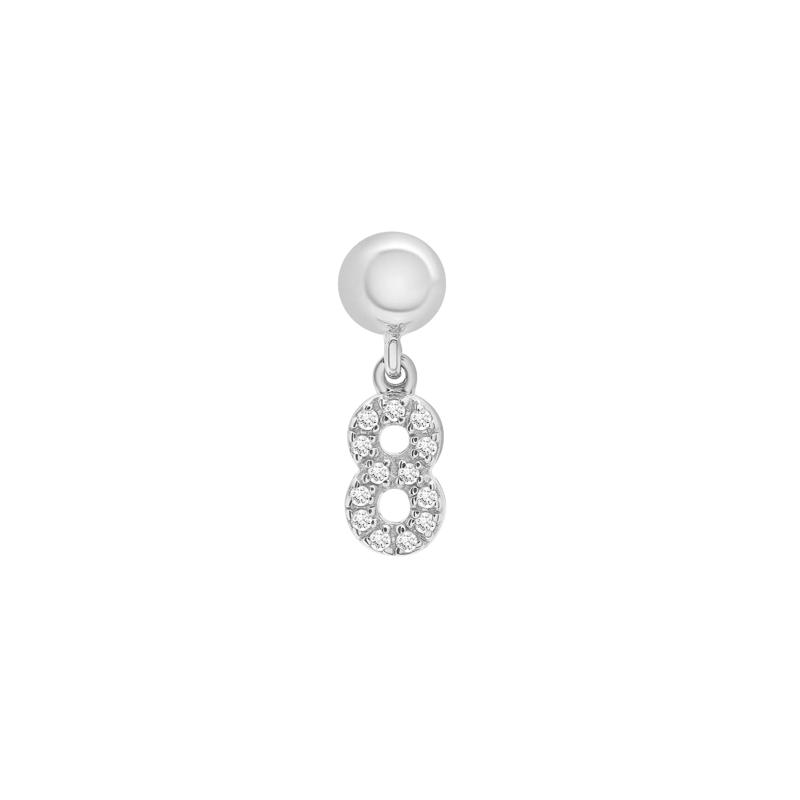 Diamond Accent Number 8 Bead Charm in Sterling Silver – Image 1 of 3