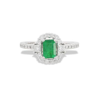 Emerald & Diamond Ring in 10K White Gold (1/2 ct. tw.)