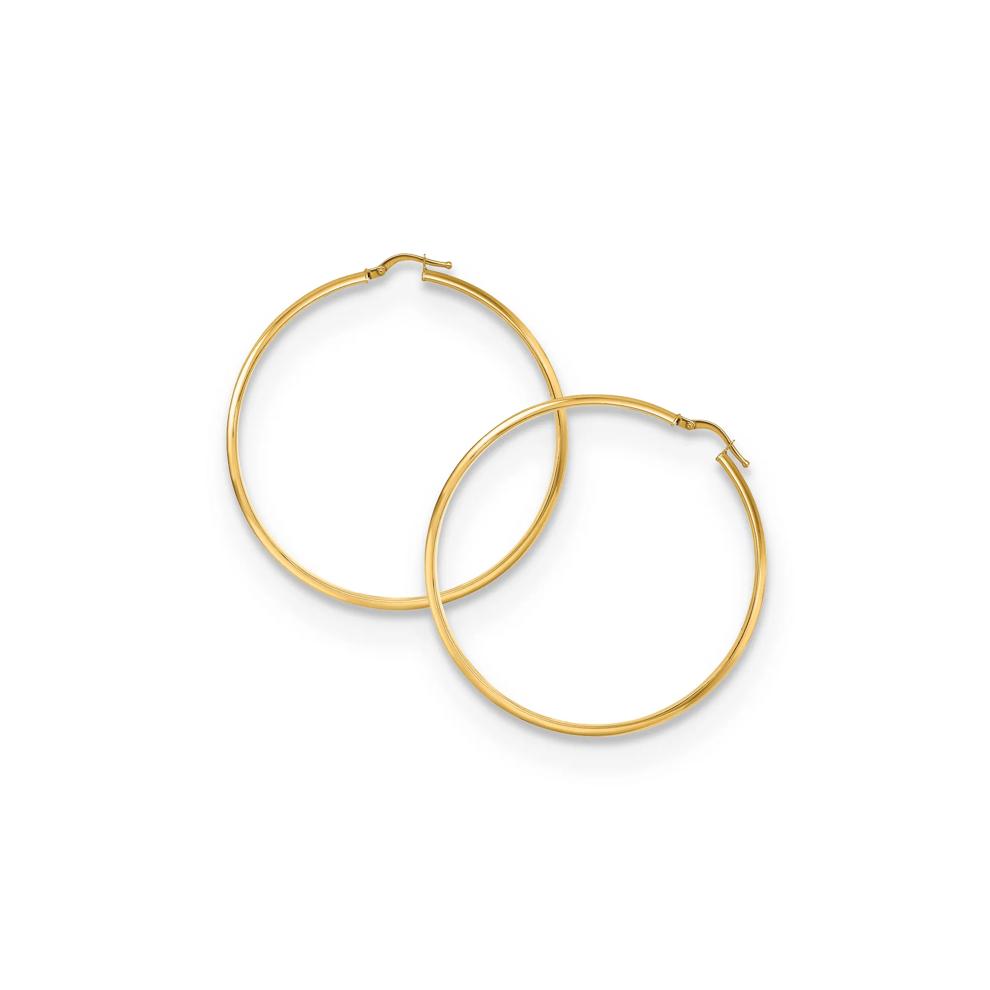 Round Polished Hoop Earrings in 14K Yellow Gold, 54mm – Image 2 of 3