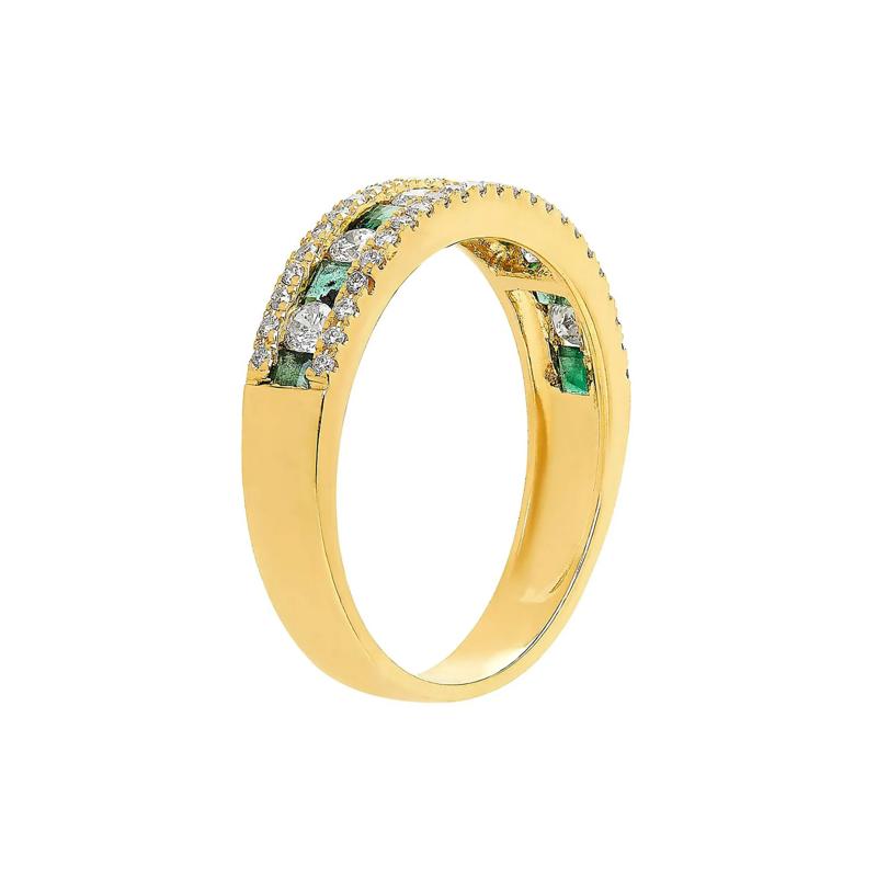 Emerald &amp; 1/3 ct. tw. Diamond Ring in 10K Yellow Gold – Image 3 of 3