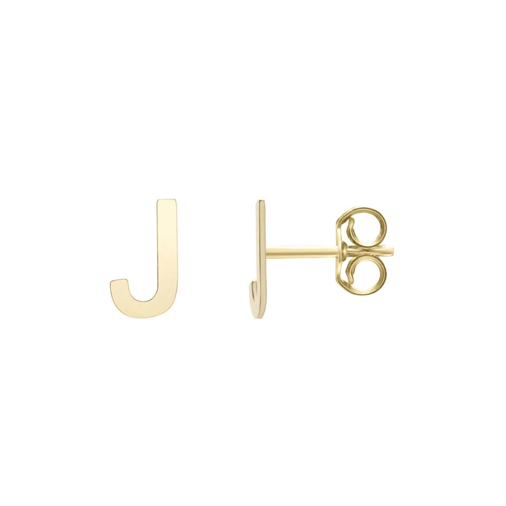 Initial Stud Earrings Letter &ldquo;J&rdquo; in 14K Yellow Gold – Image 1 of 1