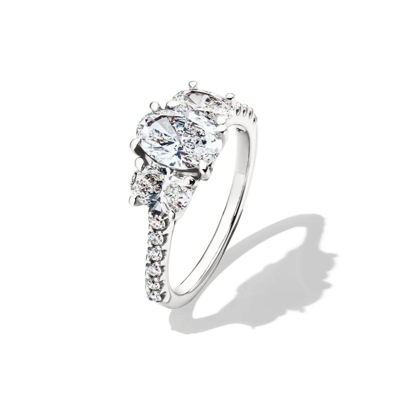 Lab Grown Diamond Three Stone Oval Engagement Ring in 14K White Gold &#40;2 ct. tw.&#41; – Image 4 of 4