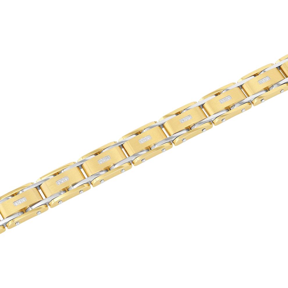 Men's Diamond Link Bracelet in Ion-Plated Stainless Steel, 8.5" – Image 2 of 3