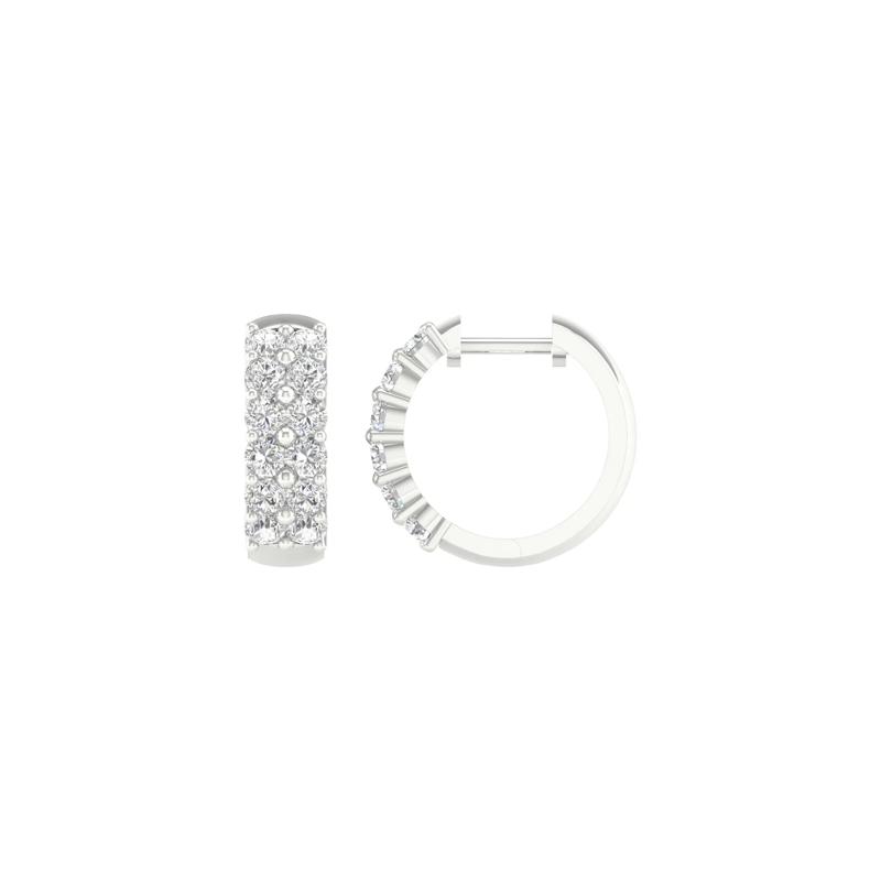 Lab Grown Diamond Two-Row Hoop Earrings in 14K White Gold &#40;2 ct. tw.&#41; – Image 3 of 3