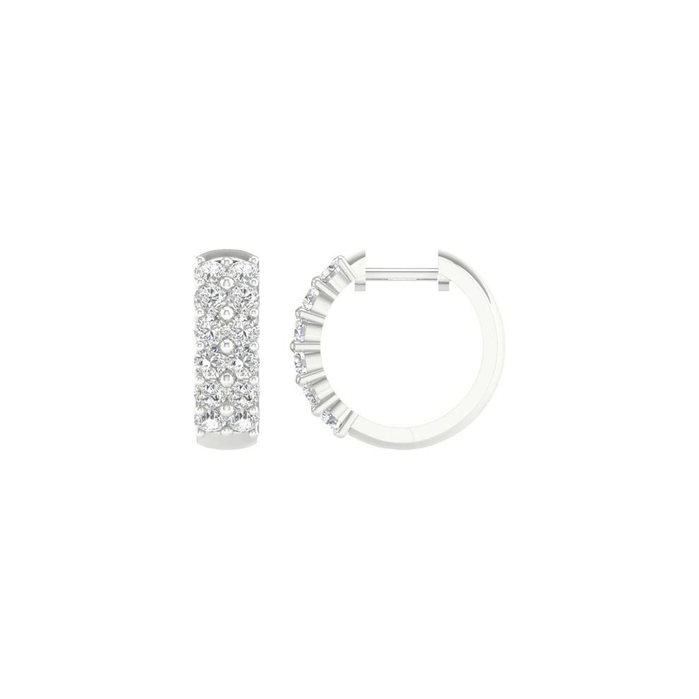 Lab Grown Diamond Two-Row Hoop Earrings in 14K White Gold (2 ct. tw.) – Image 3 of 3