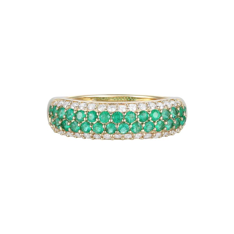 Emerald and Diamond Ring in 10K Yellow Gold &#40;3/8 ct. tw.&#41; – Image 1 of 3