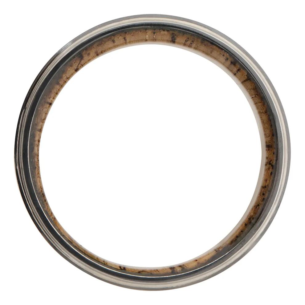 Men&rsquo;s Wedding Band in Wood &amp; Black Zirconium, 8mm – Image 2 of 3