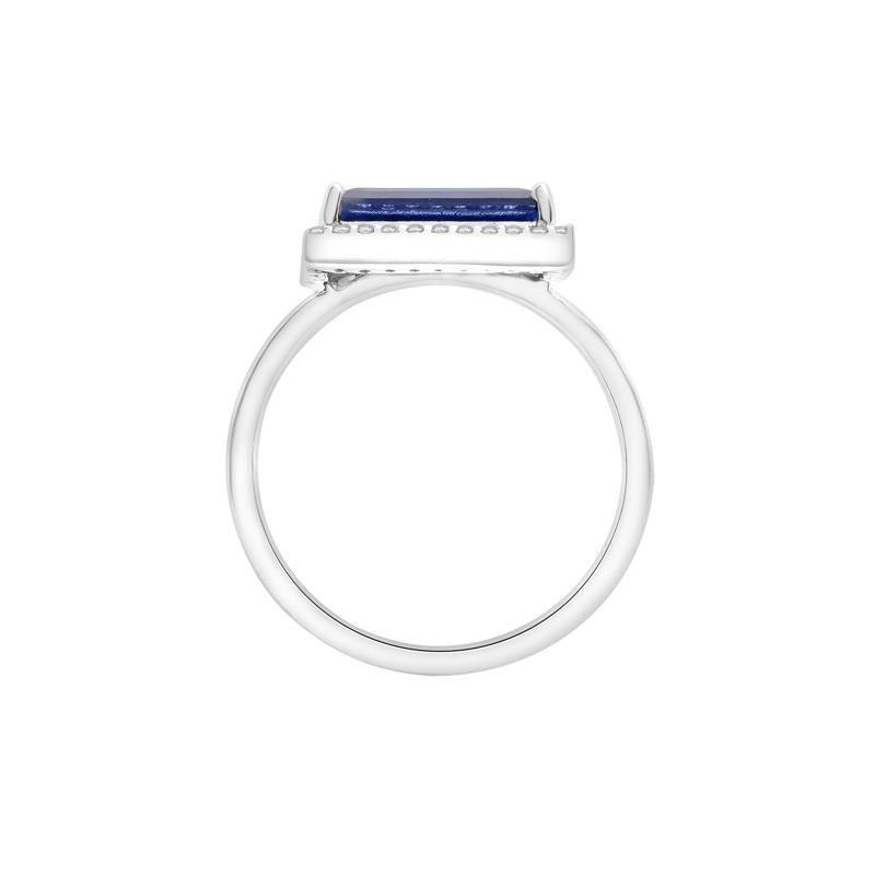 Lab-Created Blue and White Sapphire Cocktail Ring in Sterling Silver – Image 2 of 5