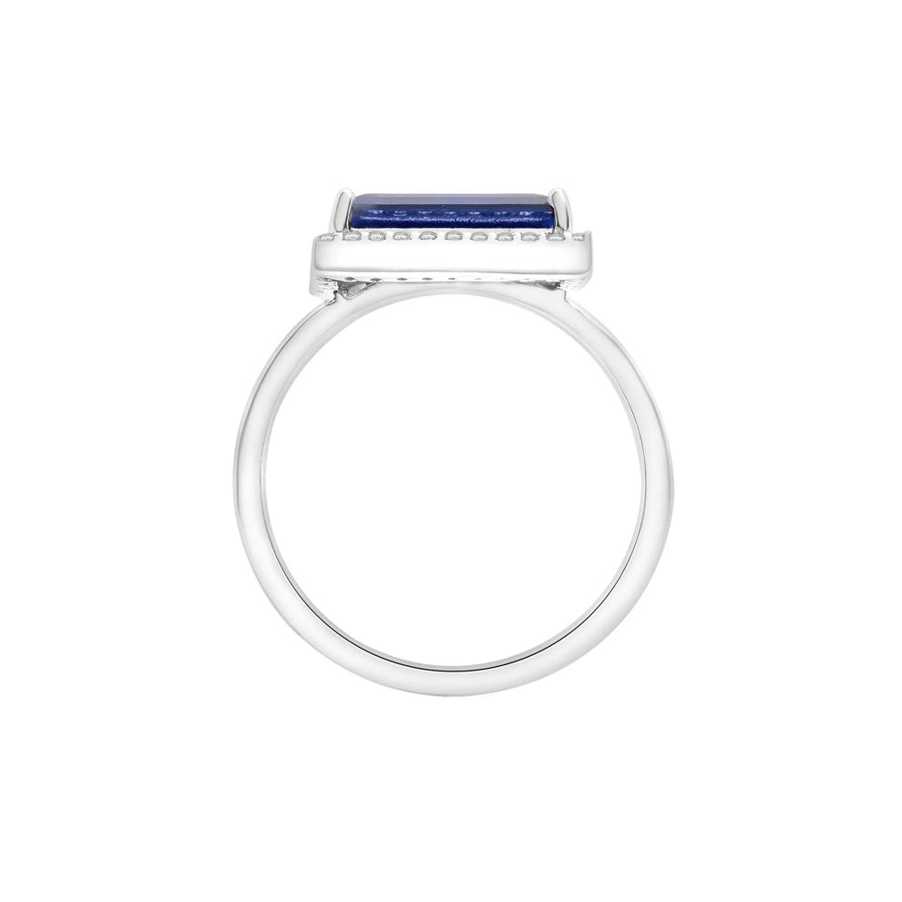 Lab-Created Blue and White Sapphire Cocktail Ring in Sterling Silver – Image 2 of 5