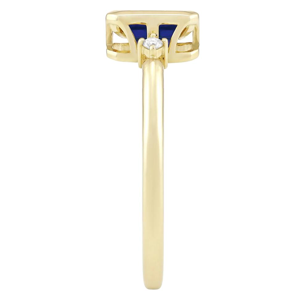 Emerald-Cut Lab-Created Blue Sapphire and Diamond Accent Ring in 10K Yellow Gold – Image 3 of 3