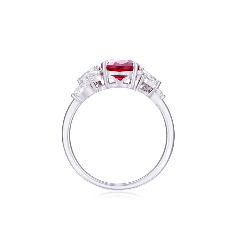 Lab-Created Ruby and Lab-Created White Sapphire Ring in Sterling Silver – Image 2 of 3