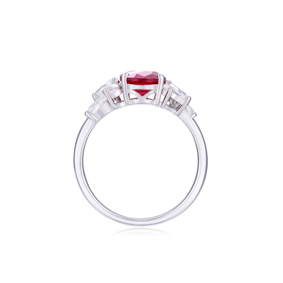 Lab-Created Ruby and Lab-Created White Sapphire Ring in Sterling Silver – Image 2 of 3