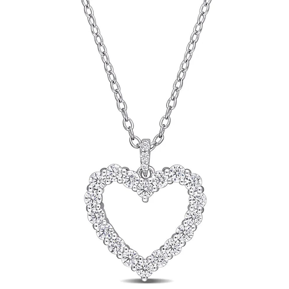 Moissanite Heart Pendant in Sterling Silver (3/5 ct. dew) – Image 1 of 3