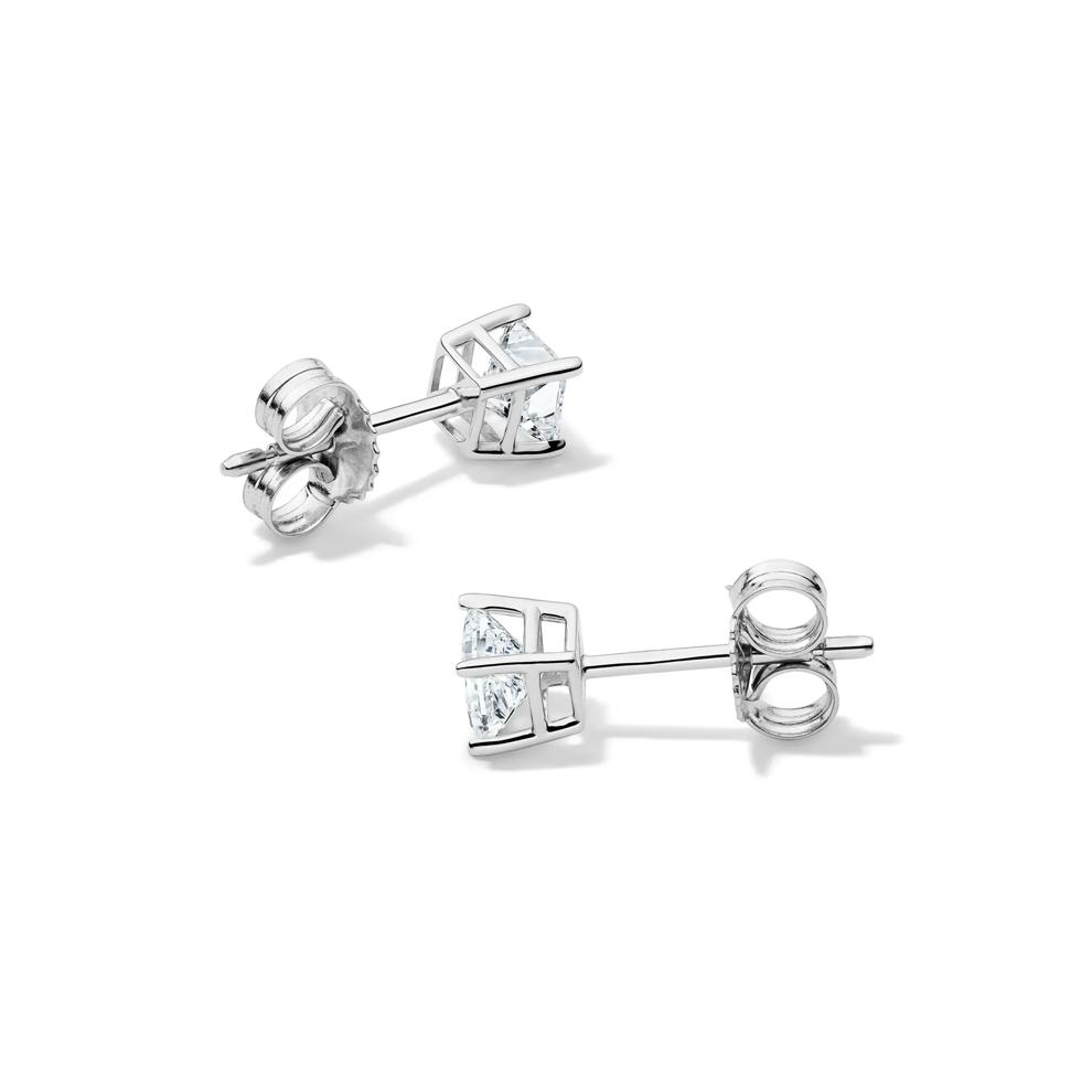 Diamond Princess-Cut Solitaire Stud Earrings in 14K White Gold (1/2 ct. tw.) – Image 3 of 4